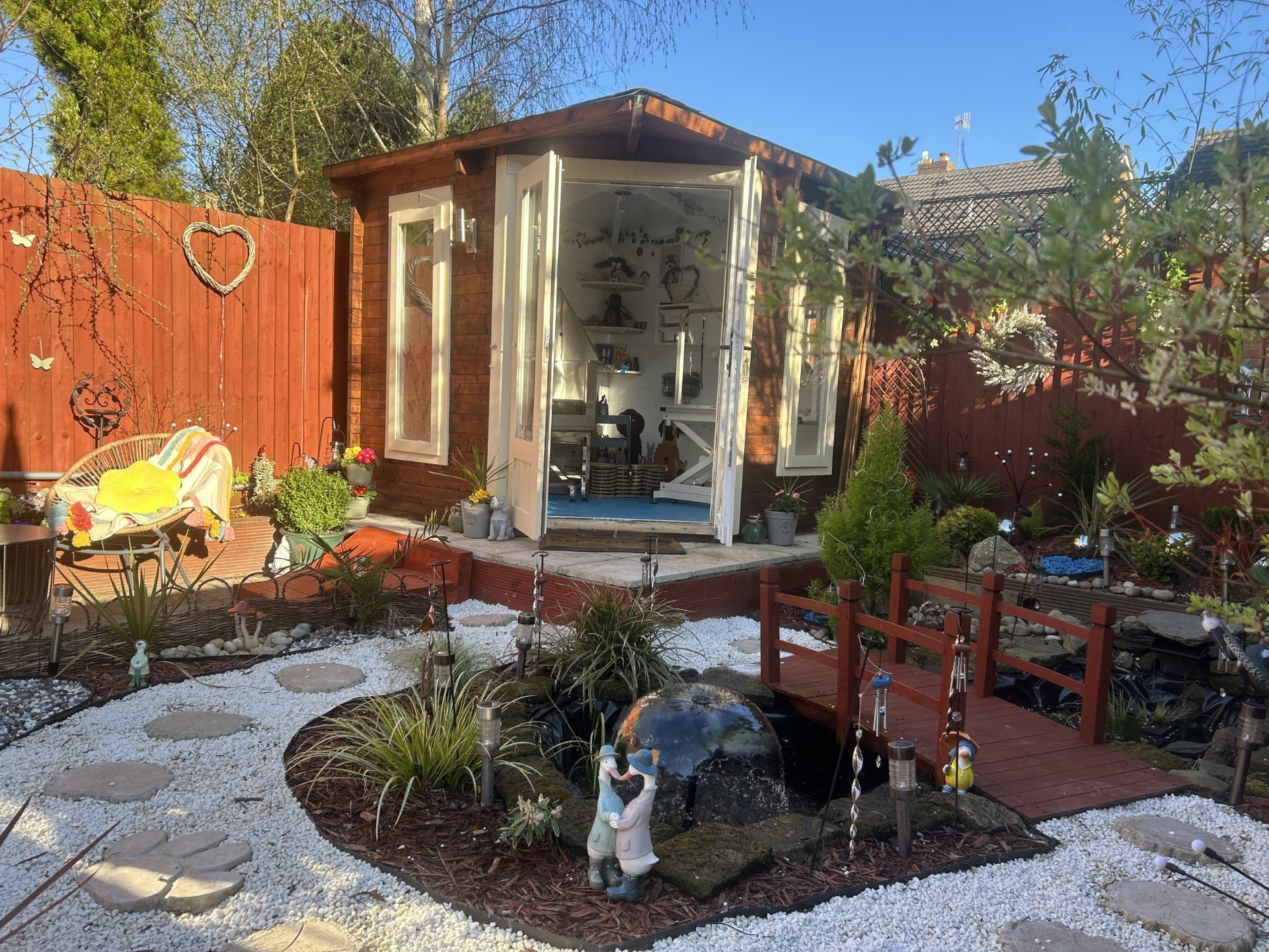 The 1:1 grooming cabin in a Prenton garden